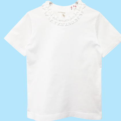 Dot print UNISEX 60/2シルケット天竺 タックリボンTシャツ